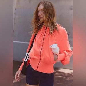 NWT Free People Movement by Free People  Lowkey Zip Up in Neon Coral Size Small